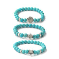 Natural 8mm Blue Turquoise Beads Bracelet Sea Turtles Starfish Anchor Stretch Bracelets Summer Beach Elastic Jewelry Gifts