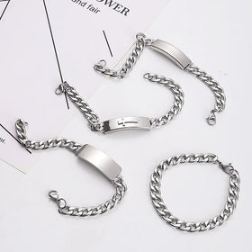 SC Popular Fashion Stainless Steel Bracelet Cool Geometric Cuba Bracelet Punk Silver Cross Bracelet for Girls Boys