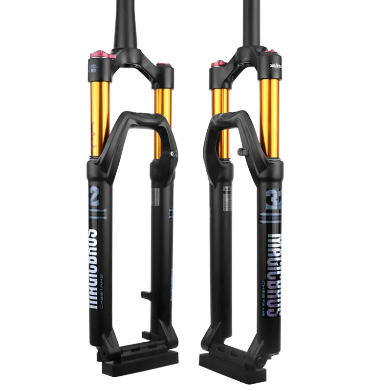 Magicbros UV Colorful & Reflective Decals 120mm Travel Mountain Bike Air Suspension Fork with Thru-Axle Disc Brake