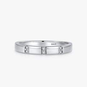 Ailmay Authentic 925 Sterling Silver Simplicity Cubic Zirconia Geometric Finger Ring for Women Wedding Engagement Fine Jewelry