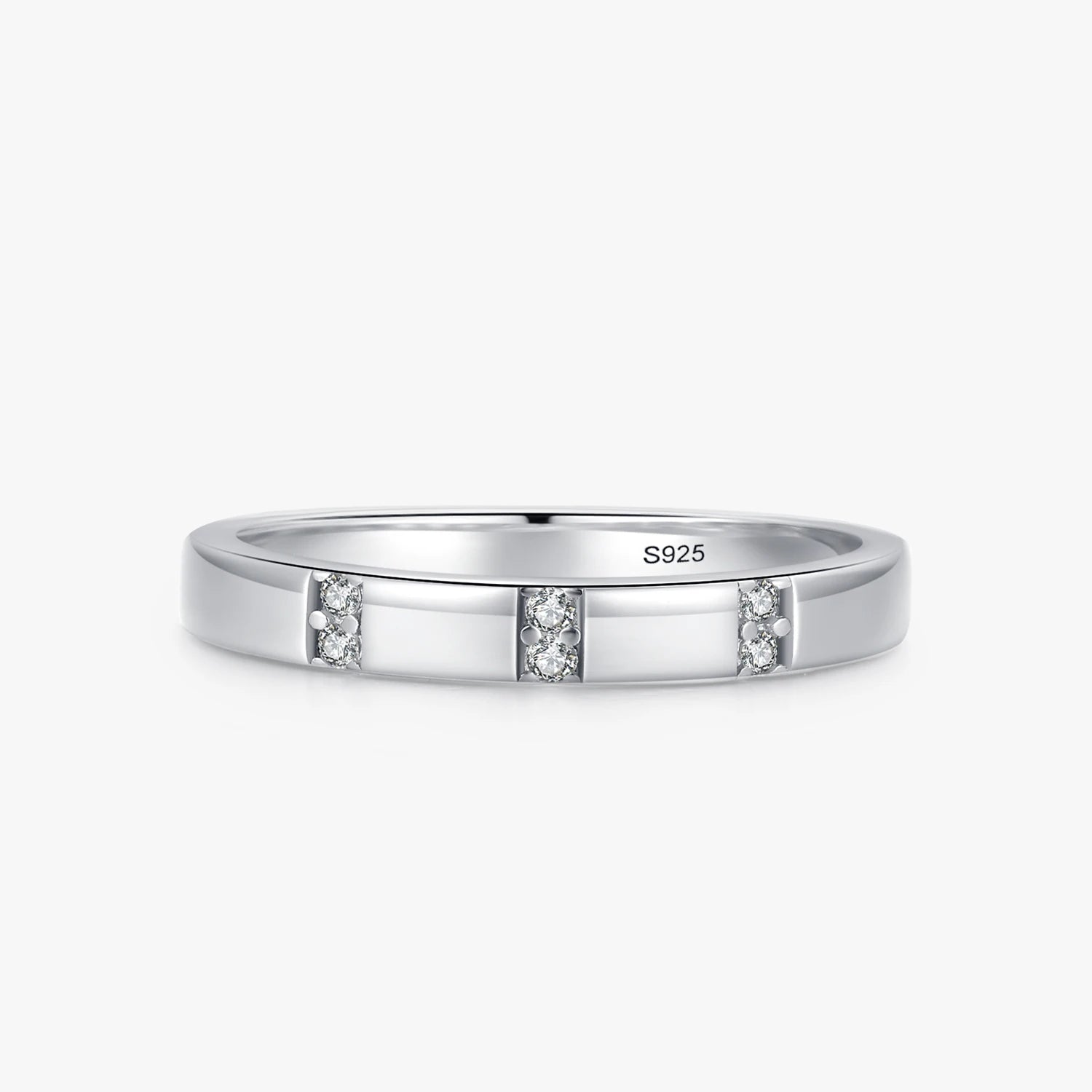 Ailmay Authentic 925 Sterling Silver Simplicity Cubic Zirconia Geometric Finger Ring for Women Wedding Engagement Fine Jewelry