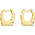 18K Gold Plated  Brass Jewelry Geometric U-shaped Smooth Zircon Hoop Earrings Waterproof for Woman Earrings E241646