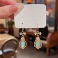 S925 Silver Needle Light Luxury Niche Zircon Tulip Earrings for Women Shiny Jewlery 925 Silver Pin Blue Opal Earrings