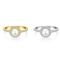Qingxin Customization OEM Fine Jewelry Vintage Rhodium Plated Womens Wedding Engagement 925 Sterling Silver Cubic Pearl Rings
