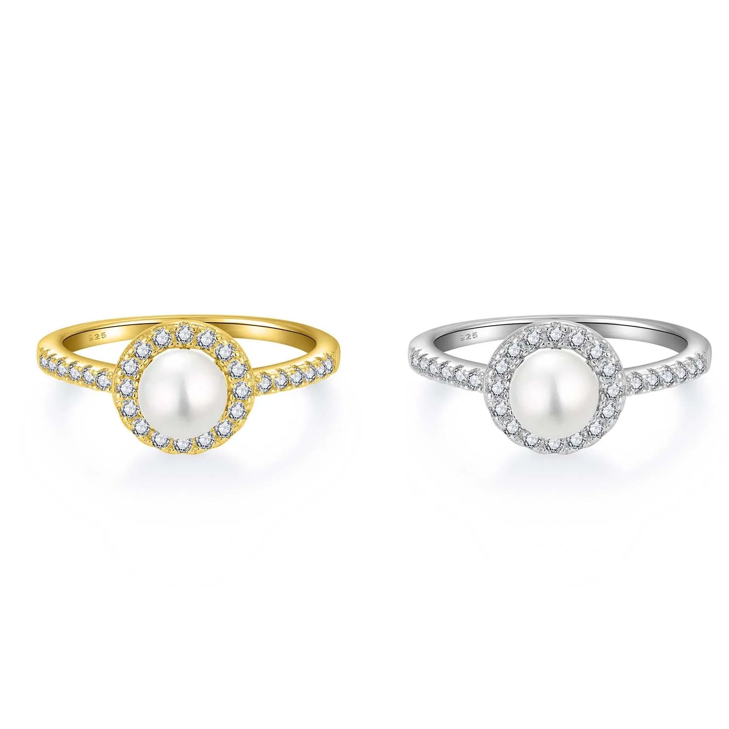 Qingxin Customization OEM Fine Jewelry Vintage Rhodium Plated Womens Wedding Engagement 925 Sterling Silver Cubic Pearl Rings