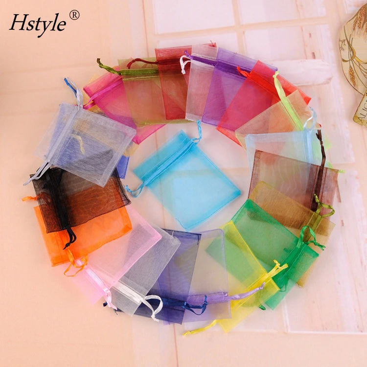 100PCS Organza Bags 5*7Inch Mesh Bags with Drawstring for Wedding Party Favor Pouch Jewelry Gift Candy Chocolate Bags HS1362