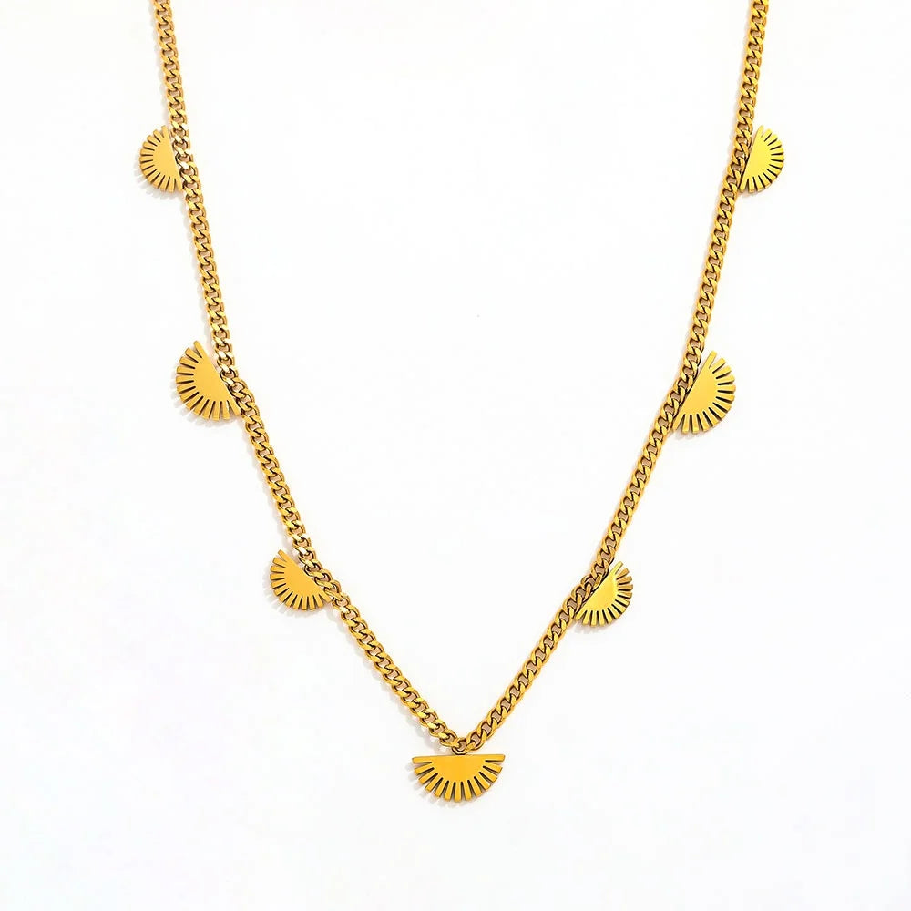 Joolim 18k Gold Plated Vintage Sun Flower Tassel Pendant Stainless Steel Necklace Earring Delicate Jewelry
