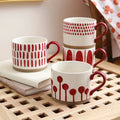 Milk Drinkware Creative Present Ceramic Cup and Mugs Couplr Gift Coffee Mugs With Red Handle