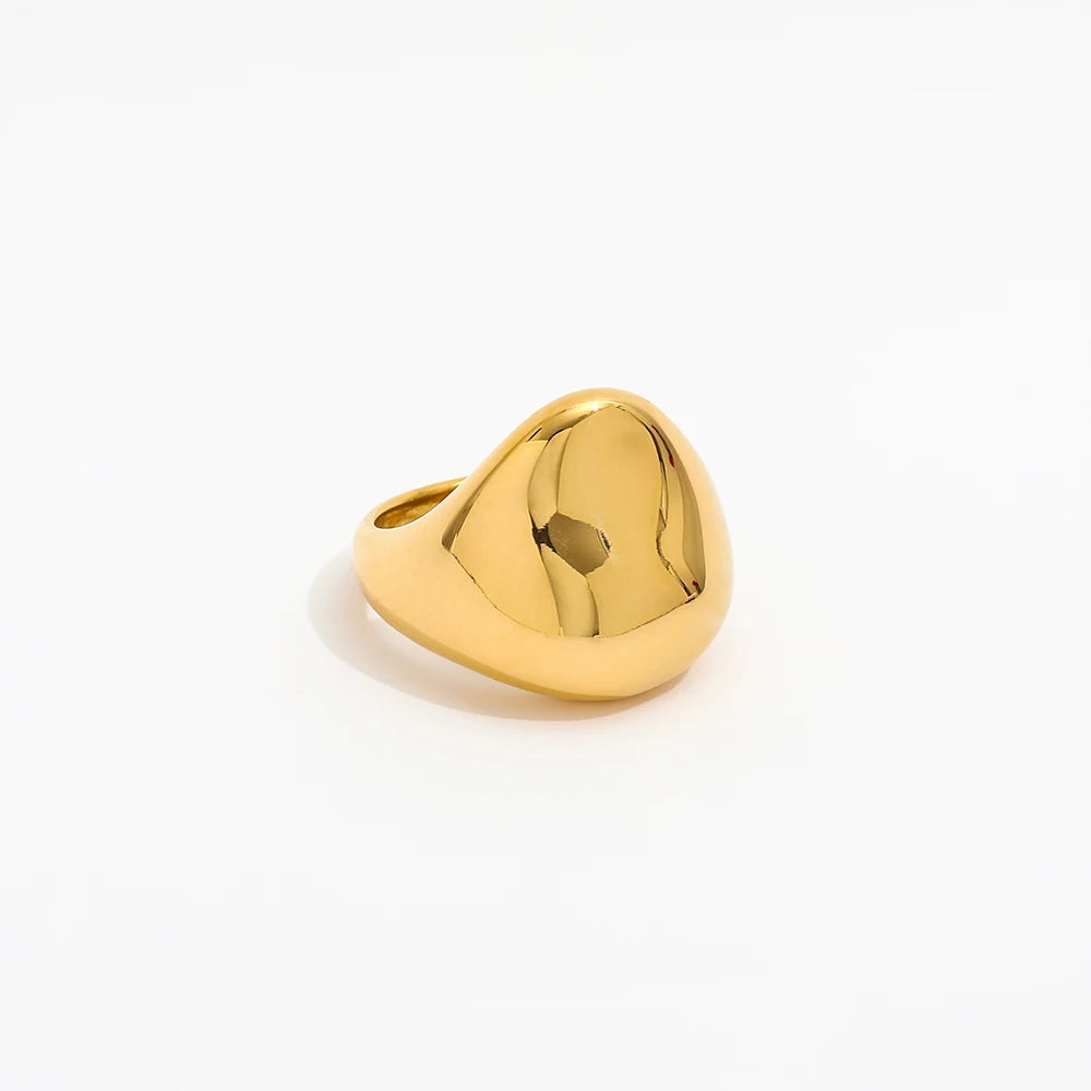 Fenny 18K Gold Plated Wholesale Waterproof Personality Fashionable Hammer Concave Stainless Steel Finger Ring Trendy for Women