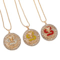 Simple Gold Plated Dragon Twisted Rope Chain Necklace Crystal Rhinestone Chinese Zodiac Dragon Pendant Necklace