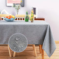 Waterproof Wrinkle Resistant Linen Textured Table Cloths Rectangle Customized
