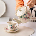 QIAN HU Luxury Nordic Style Ceramic & Porcelain Coffee & Tea Set Includes Two Cups & Saucers for Home Decor & Drinkware Use
