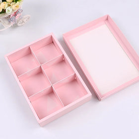 6 Division Paper Lid and Tray Box for Moon Cake Biscuit Cookies 6 Compartment Pastry Paper Box