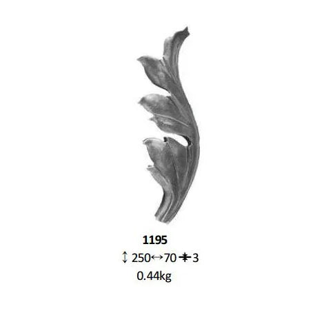 Ornamental  Components Wrought Iron Raw Part Forged Leaf for Staircase Railing Handrail Balustrade Balcony Gate Fence Parts