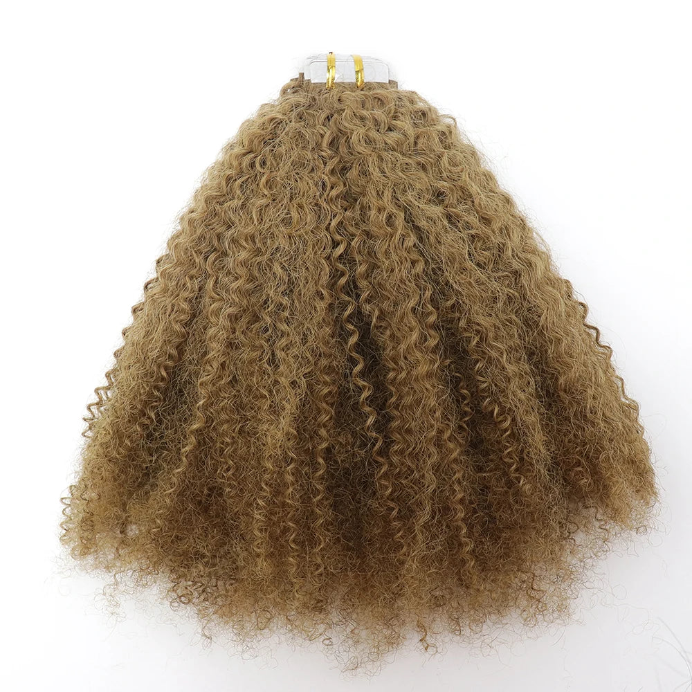 4B 4C Kinky Curly 100% Real Virgin Remy Human Hair Extensions Customized #30 Color 8-30 Inch Tape Hair Extensions