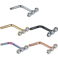 20G Stainless Steel L Shape Nose Stud Rings Crystal Gem Nostril Earring Piercings CZ Nose Screw Body Jewelry Women Gift