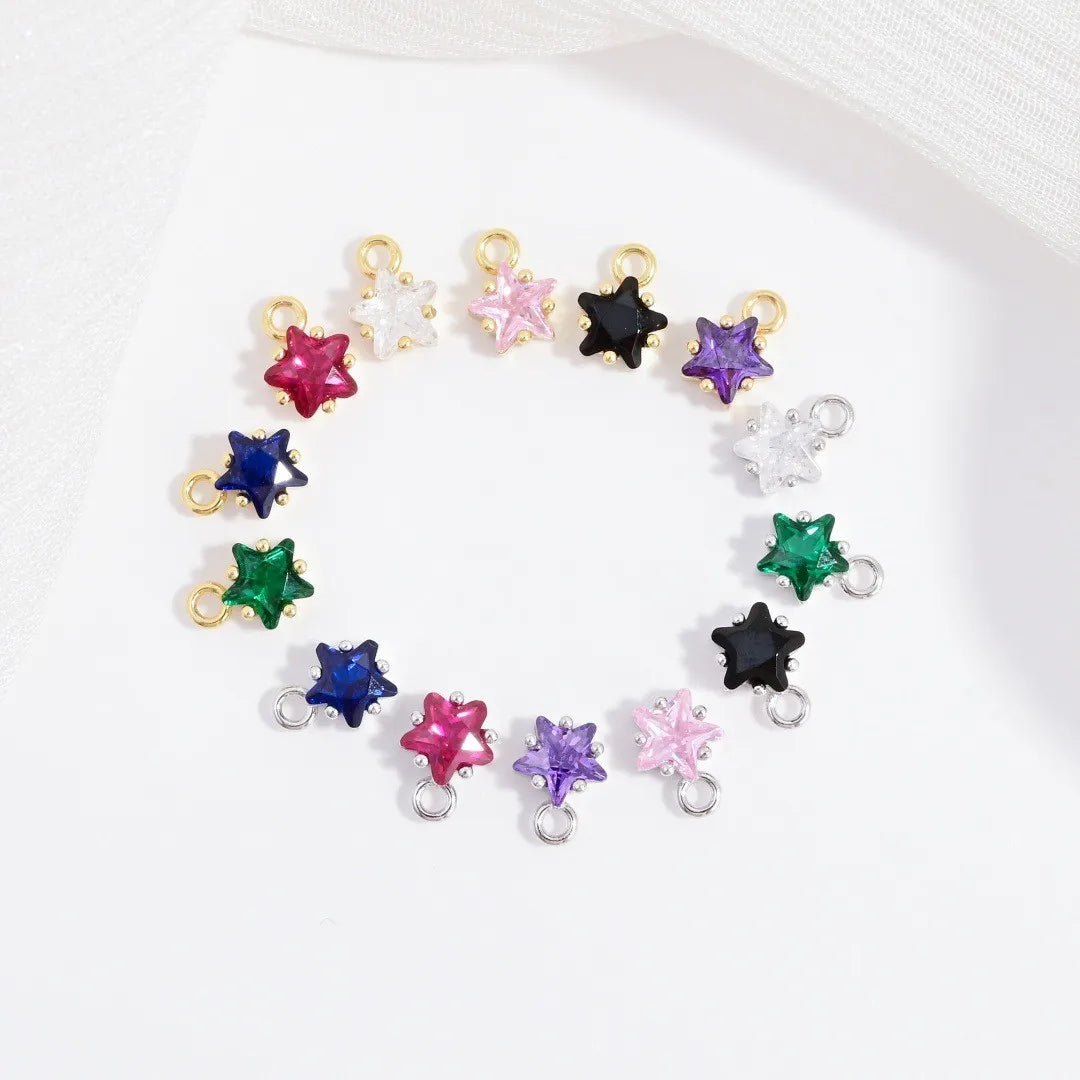 Tiny Zircon Star Charms 925 Sterling Silver Wholesale Diy Charm Women Accessories Gold Vermeil Pendants