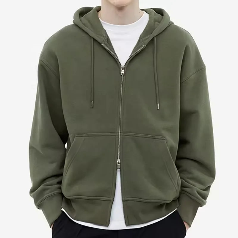 Wholesale Custom 400gsm Fleece Cotton Zip up Hoodie Men High Quality Mens Heavy Weight Oversized Hoodie Manufacturers