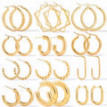Horizon Wholesale Gold Plated Stainless Steel Stud Earrings Geometric Circle and Heart Beaded Hoop Earrings Cheap Accessory