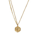 New Trendy Hexagon Charm Necklace Couple Jewelry Stainless Steel 18k Gold Plated Waterproof North Star Pendant Necklace