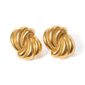 J&D Fashion Stud 18K PVD Gold Stainless Steel Jewelry Chunky Stud Texture Wave Earring Women Daily