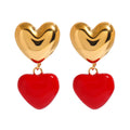 18k Gold Stainless Steel Red Drip Heart Pendant Earrings Unique Dainty Jewelry Earrings