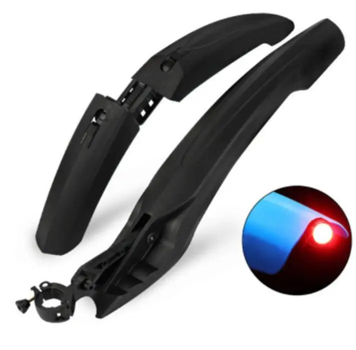 Foldable Plastic Front and Rear Bike Mudguard with Rear Light for Road Bike and Mountain Bike Bicycle Parts