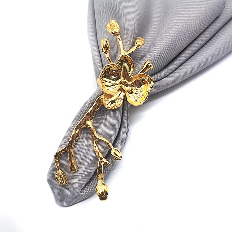 Wholesale Luxury Hotel Table Decorative Flower Napkin Ring Metal Napkin Ring