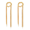 Exaggerated Big Gold Metal Geometric Long Tassel Hanging Earrings for Women Party Jewelry Gift