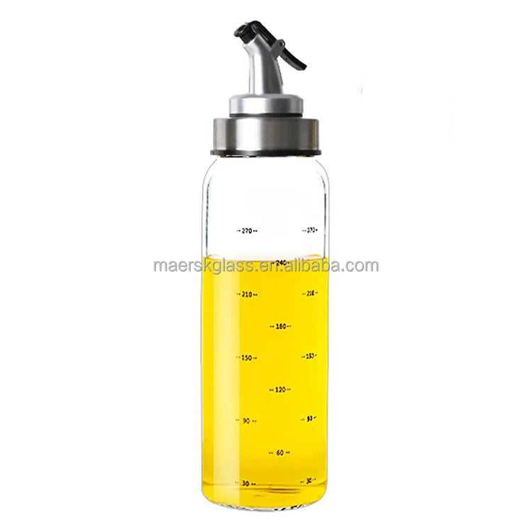 Custom Olive Oil Bottle 100 ml Round Olive Oil Borosilicate Glass Bottle with ABS Nozzle Support Customized Print Logo