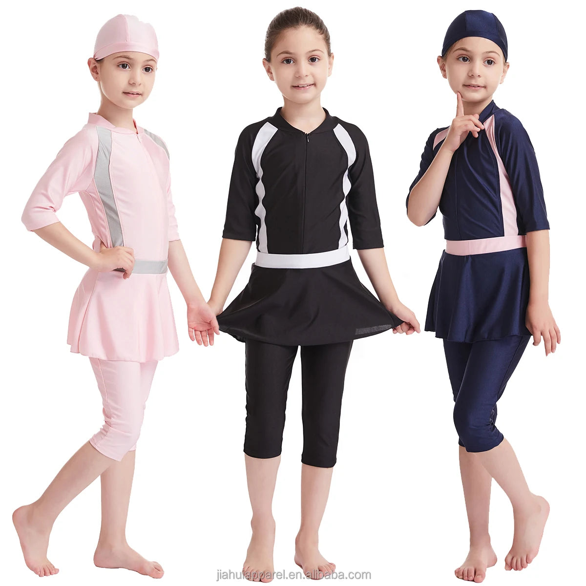 2022 New Muslim Women 3-Piece Modest Swimdress Islamic Swimwear Burkini Set Spandex/Polyester Breathable & Quick Dry
