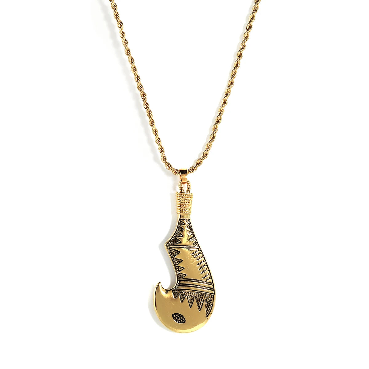 2023 New Hawaiian Jewelry Wholesale Gold Necklace 18k for Men Fashion Rope Chain Fish Hook Necklace