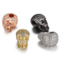 Jewelry Findings Brass Micro Pave Cubic Zirconia Skull CZ Spacer Metal Beads Brass for Jewelry Making