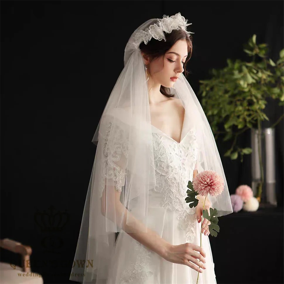 QUEENS GOWN Vintage 3D Flower Bridal Veil New Style Eyelash Wedding Veil Ivory Accessories