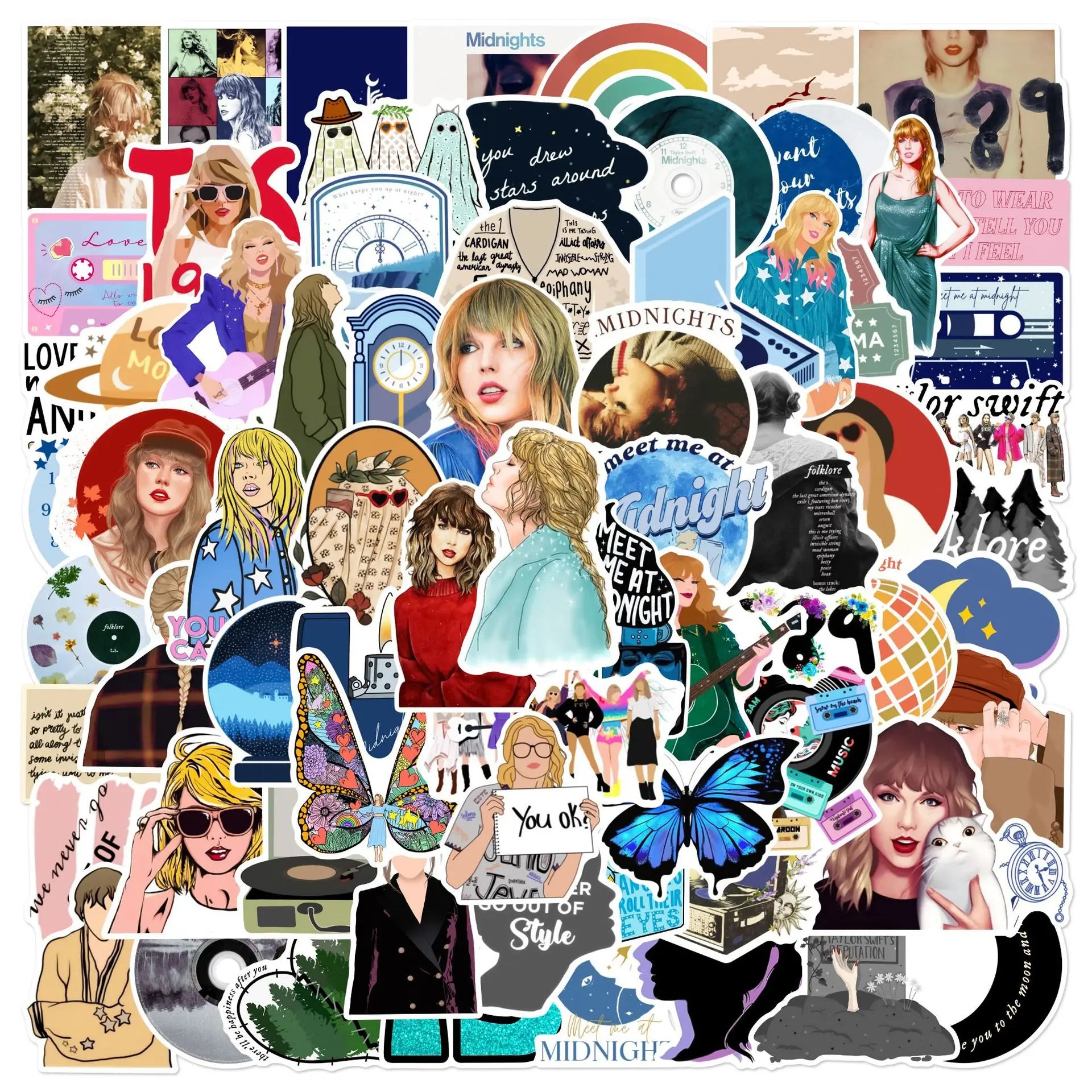 100Pcs Singer  Decorative Stickers for Girl Kids Suitcase Laptop Bike Guitar Bottle Skateboard Vinyl PVC Decals