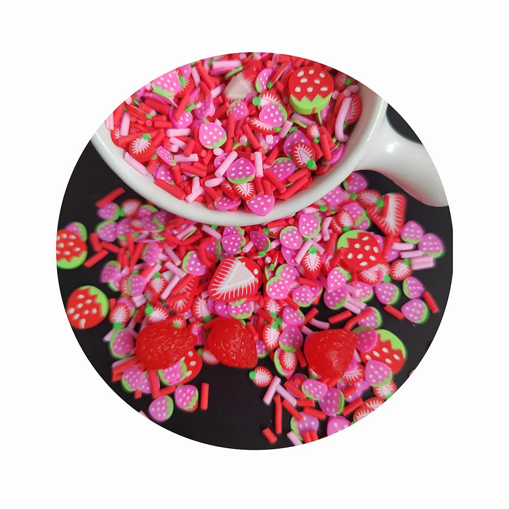Assorted of Strawberry Polymer CLay Sprinkles 5mm 10mm Mix for Crystal Ball Tumbler Toy Filler Diy Slices