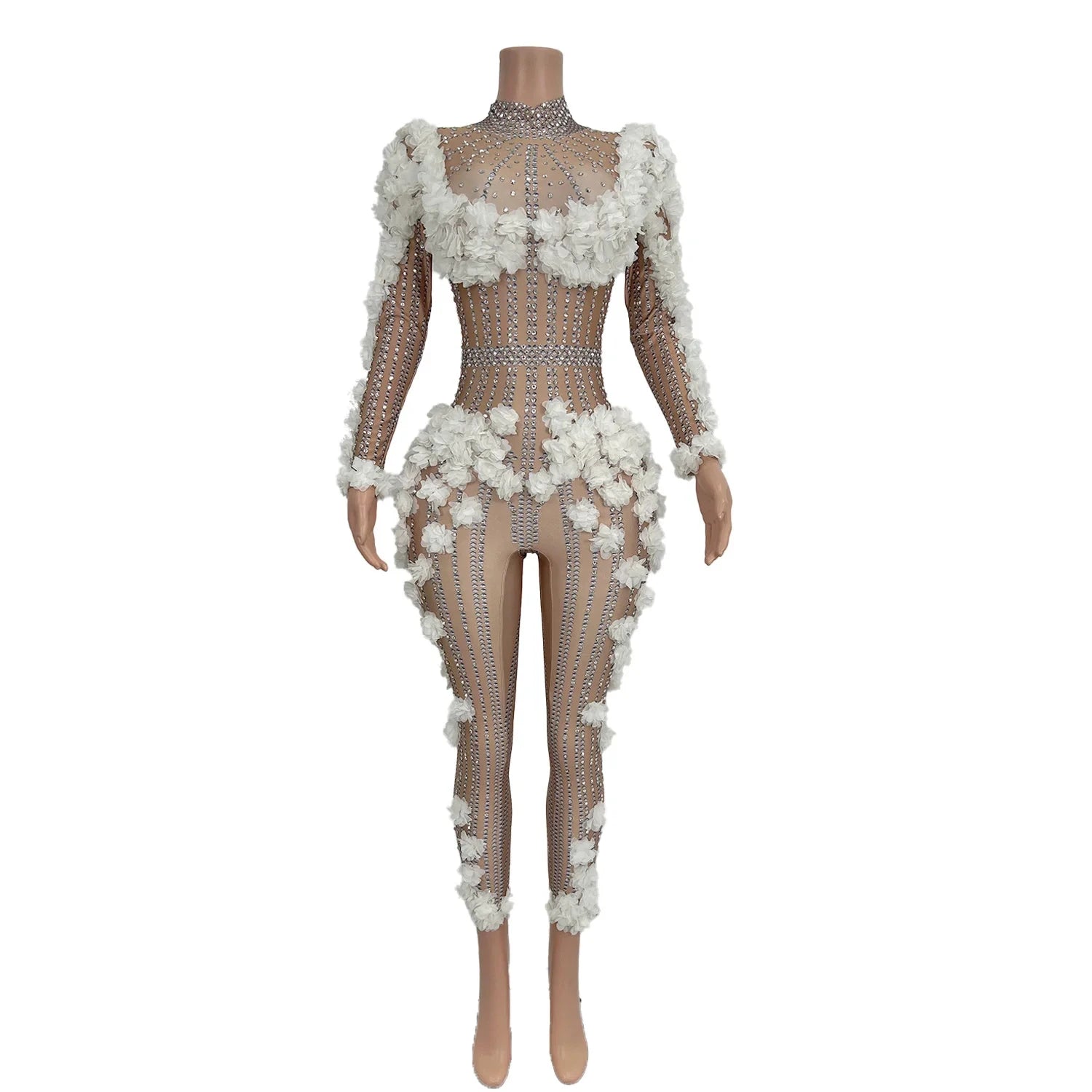 Sexy Las Vegas Drag Queen Rhinestone Bodysuit Festival Outfit Photoshoot Gogo Dancer Costumes Women Stage Performance Jumpsuits