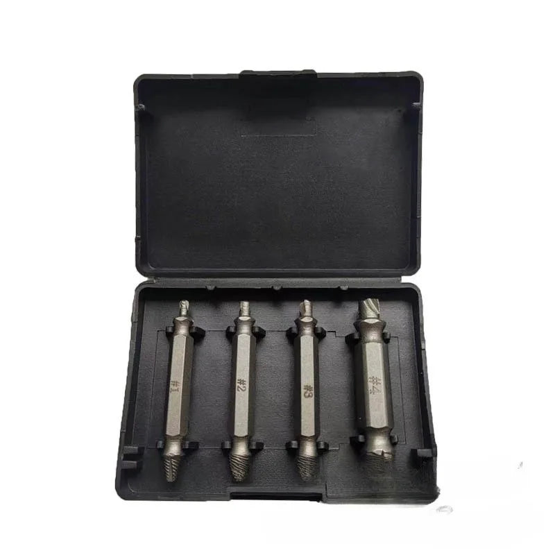 4pcs Screw Extractor Set Use for Damaged Faucet Triangle Valve Bolt Slip Thread Tool Driver Bit Double Head Screw Wire Remover