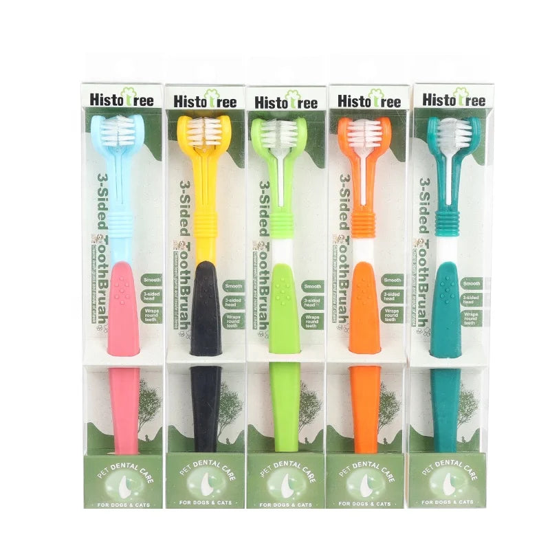 Factory Wholesale Pvc Box Packaging 3 Head Cat Dental Care Pet Dog Toothbrush