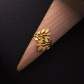 Wholesale Custom 18K Gold Plated Stainless Steel Finger Rings Adjustable Modern Maple Leaf Inlay for Children