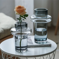 Nordic Modern Hydroponic Floral Arrangement Set Soft Outfit Living Room Table Decoration Gray Glass Vase for Wedding