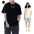 Wholesale 280gsm 100% Cotton Heavy Plain Neck Tshirt High Quality Unisex Oversized Tshirt Custom Logo Printing Solid Pattern