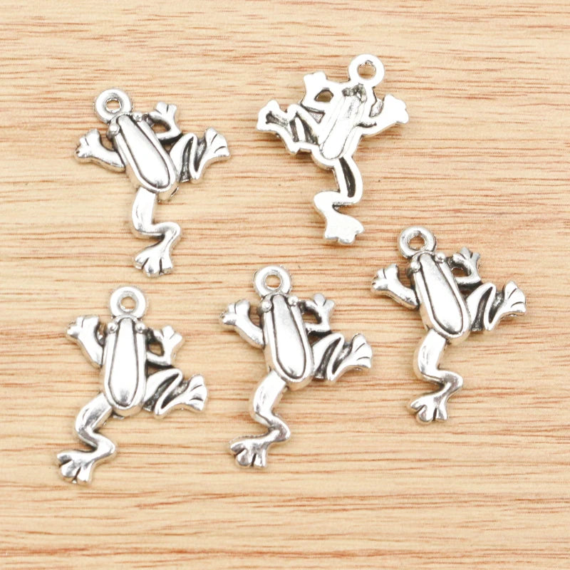 15pcs/lot 23x18mm Antique Silver Plated Frog Handmade Charms Pendant:DIY Jewelry Findings for Bracelet Necklace