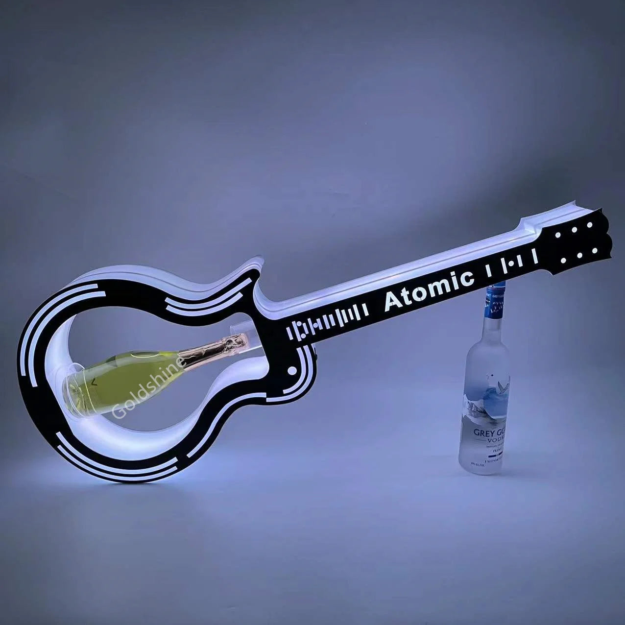 Custom Design LED Luminous Champagne Colorful Guitar Bottle Presenter for Bar
