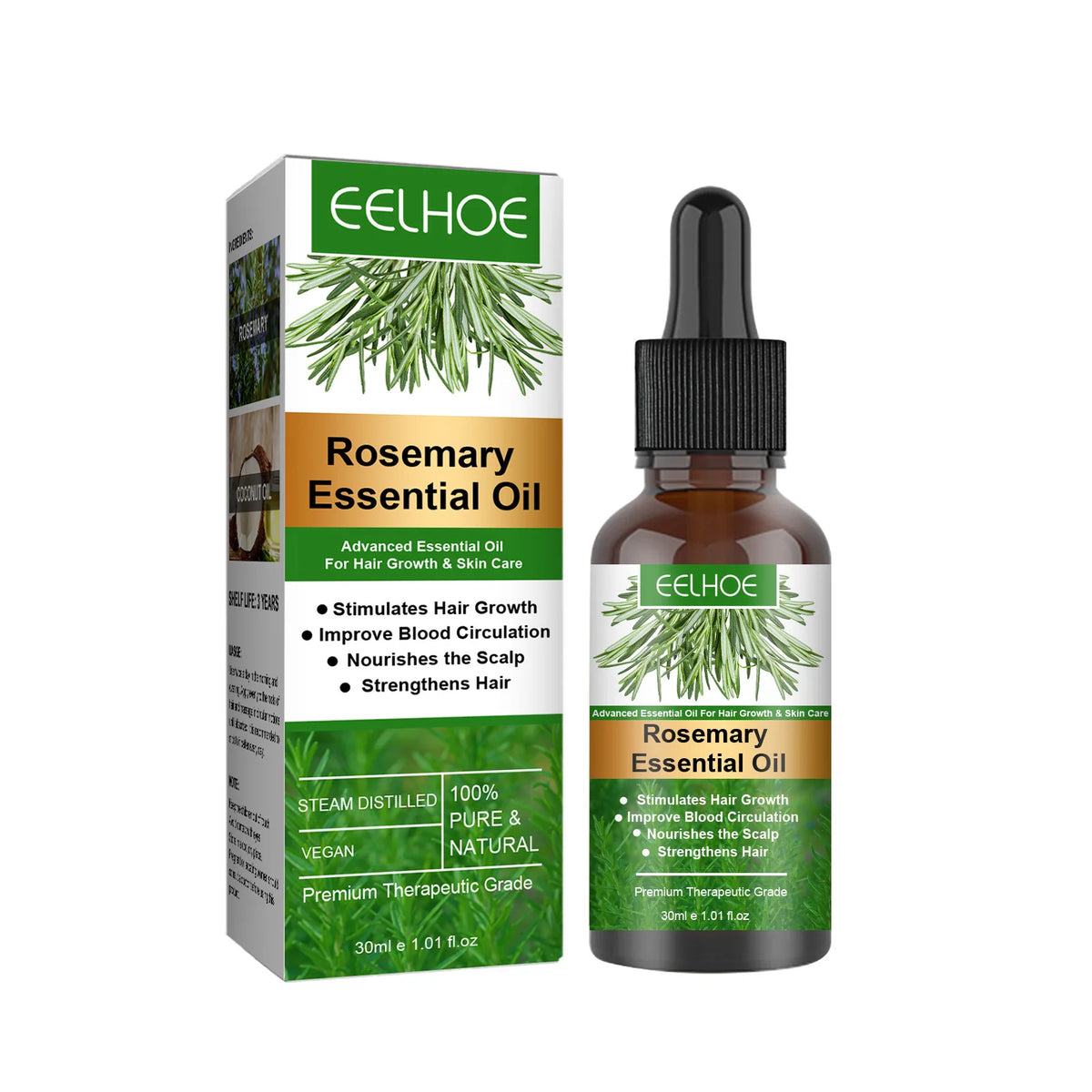 EELHOE Organic Rosemary Hair Care Essential Oil for Promoting Hair Growth and Preventing Hair Loss
