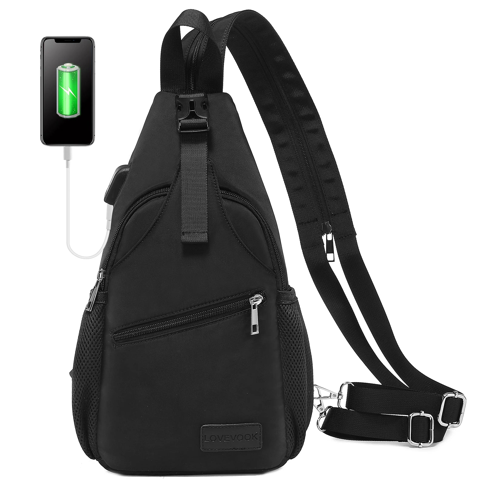 LOVEVOOK Fashion Anti Theft Waterproof Messenger Crossbody Chest Bag Nylon Backpack Travel Hiking Sling Chest Bag for Women