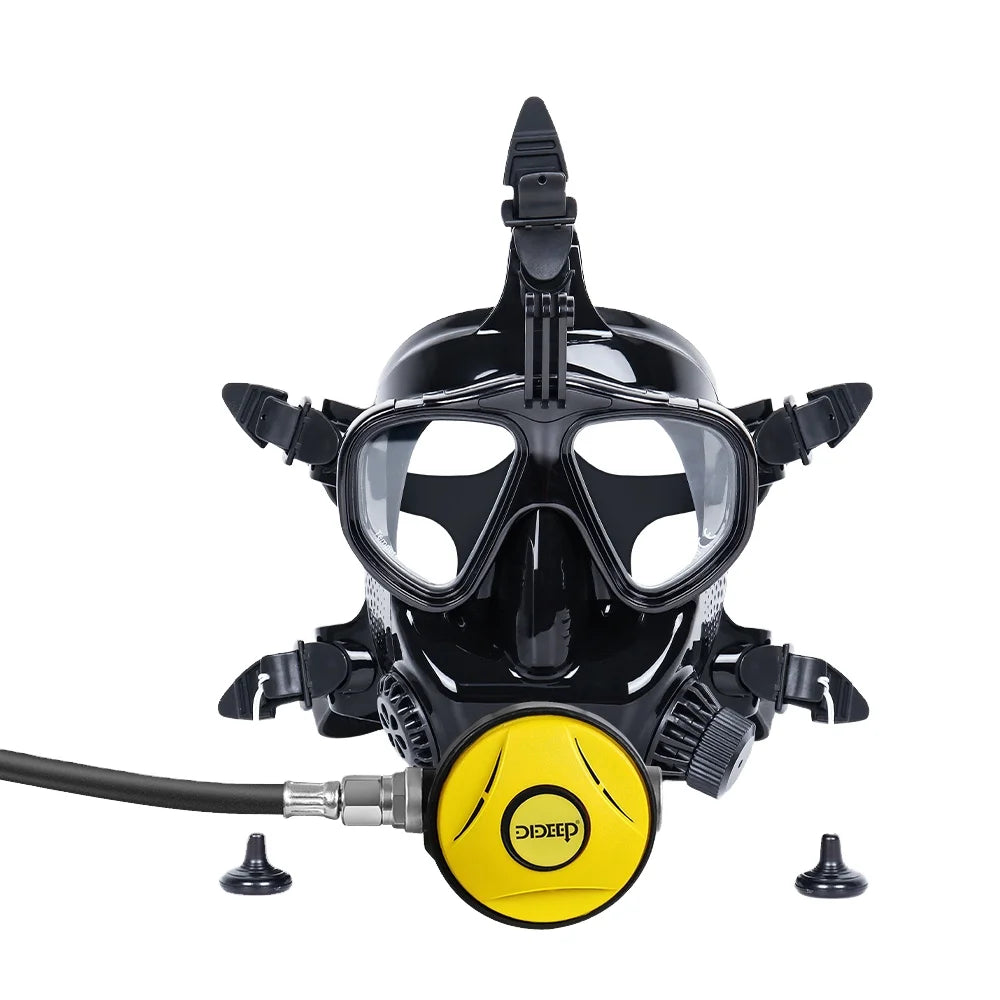 Full Face Snorkel and Scuba Diving Mask with Compressed Air and Oxygen Supply Capacity