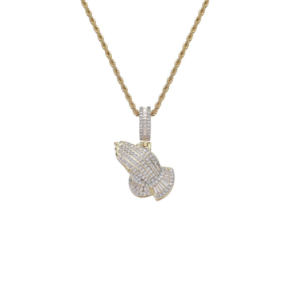 CN403 Bling Bling Brass Setting CZ Hip Hop  Necklace Iced Out Jewelry