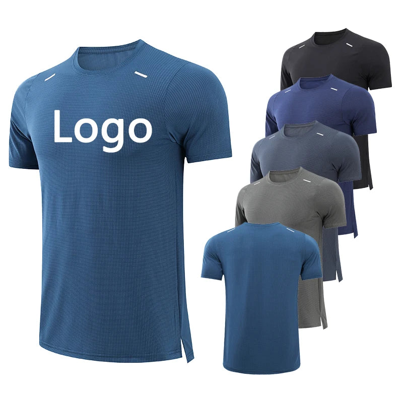Wholesale Plain Polyester Elastic T Shirts Breathable Quick Dry Round Neck T Shirt for Men Sports Muscle Fit Custom Gym Shirts