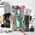 34pcs/Set Non-Stick Cooking Utensils Set With Storage Box Safety BPA-free Non-Stick With Wooden Handle Kitchen Gadgets